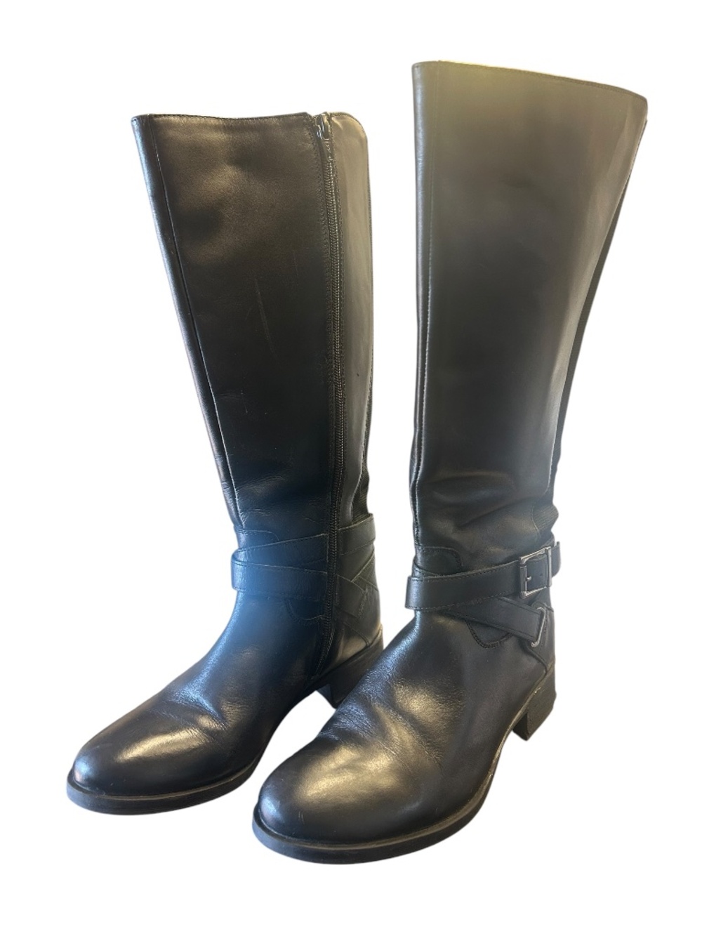 Mattise Destry Black Leather Tall Wide Calf Riding Boots Size 6.5W/WC